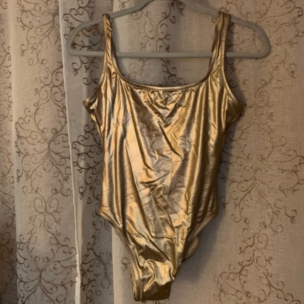 J Crew womens metallic gold bathing suit size US 6